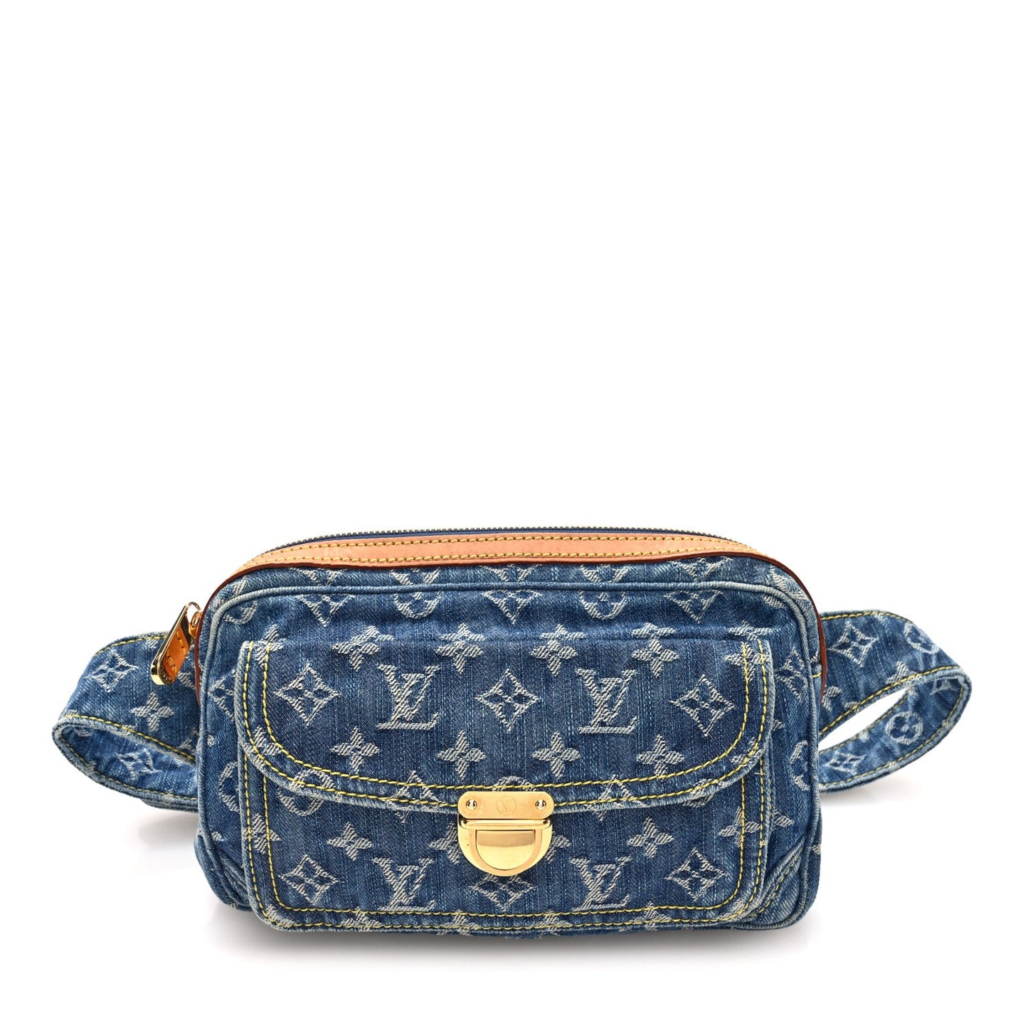 Monogram Denim Bum Bag Blue