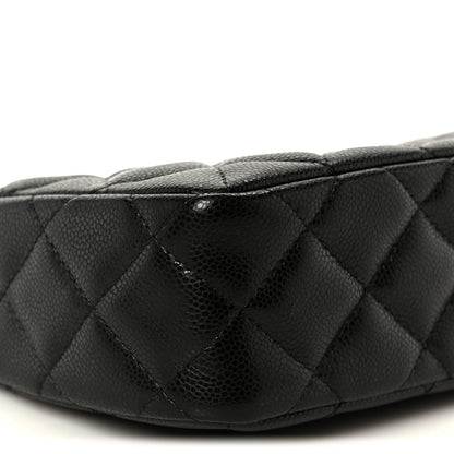 Caviar Quilted Purse With Chain Black