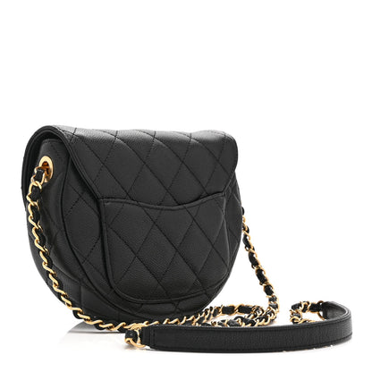 Caviar Quilted Mini Messenger Flap Black