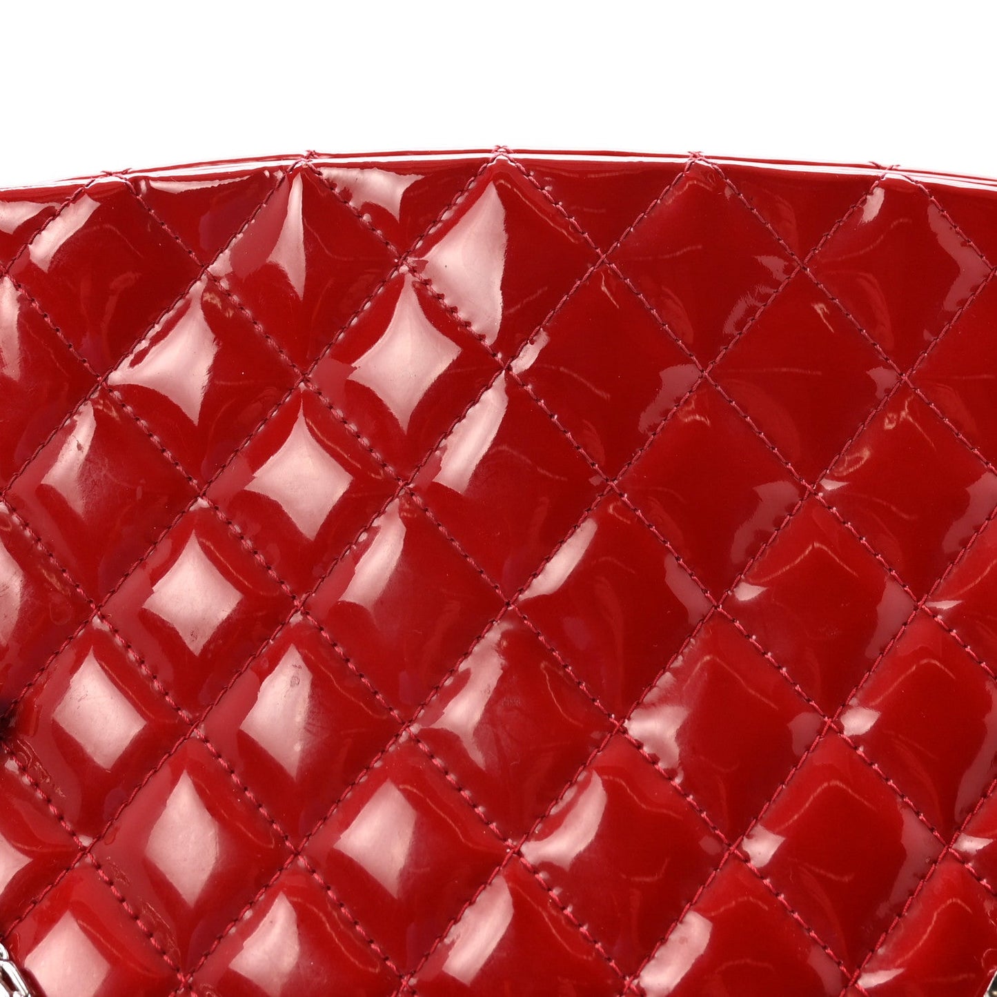 Patent Quilted Large Just Mademoiselle Bowling Bag Red