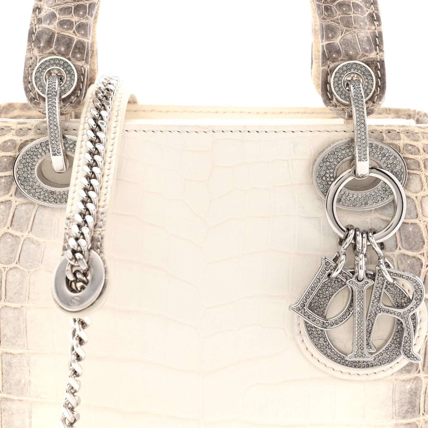 Niloticus Crocodile Himalaya Crystal Mini Lady Dior White