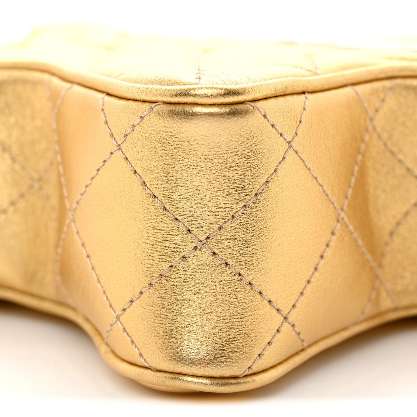 Metallic Lambskin Quilted Walk Of Fame Star Bag Gold