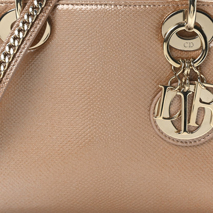 Metallic Lizard Mini Lady Dior Beige