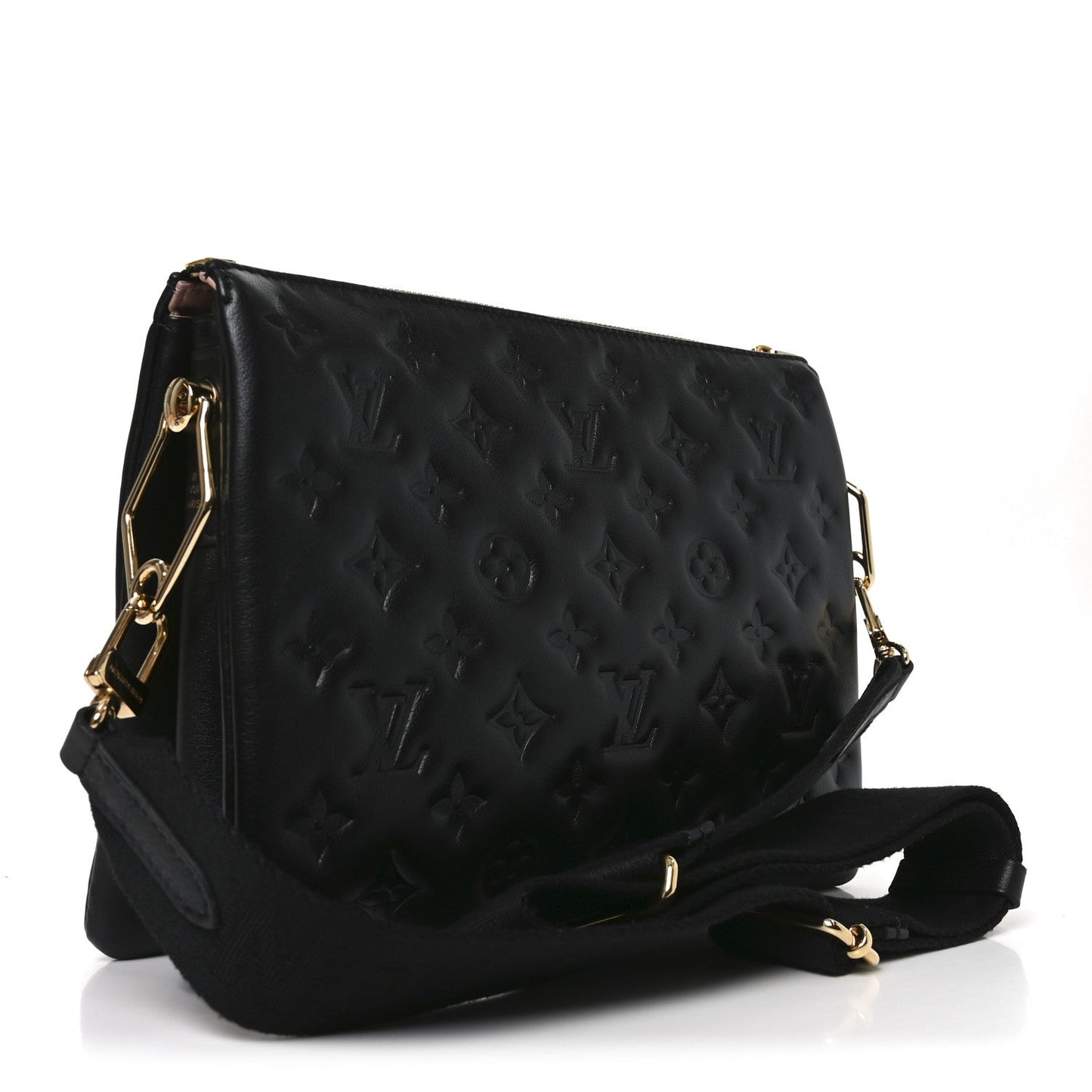 Lambskin Embossed Monogram Coussin PM Black