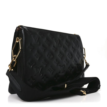 Lambskin Embossed Monogram Coussin PM Black