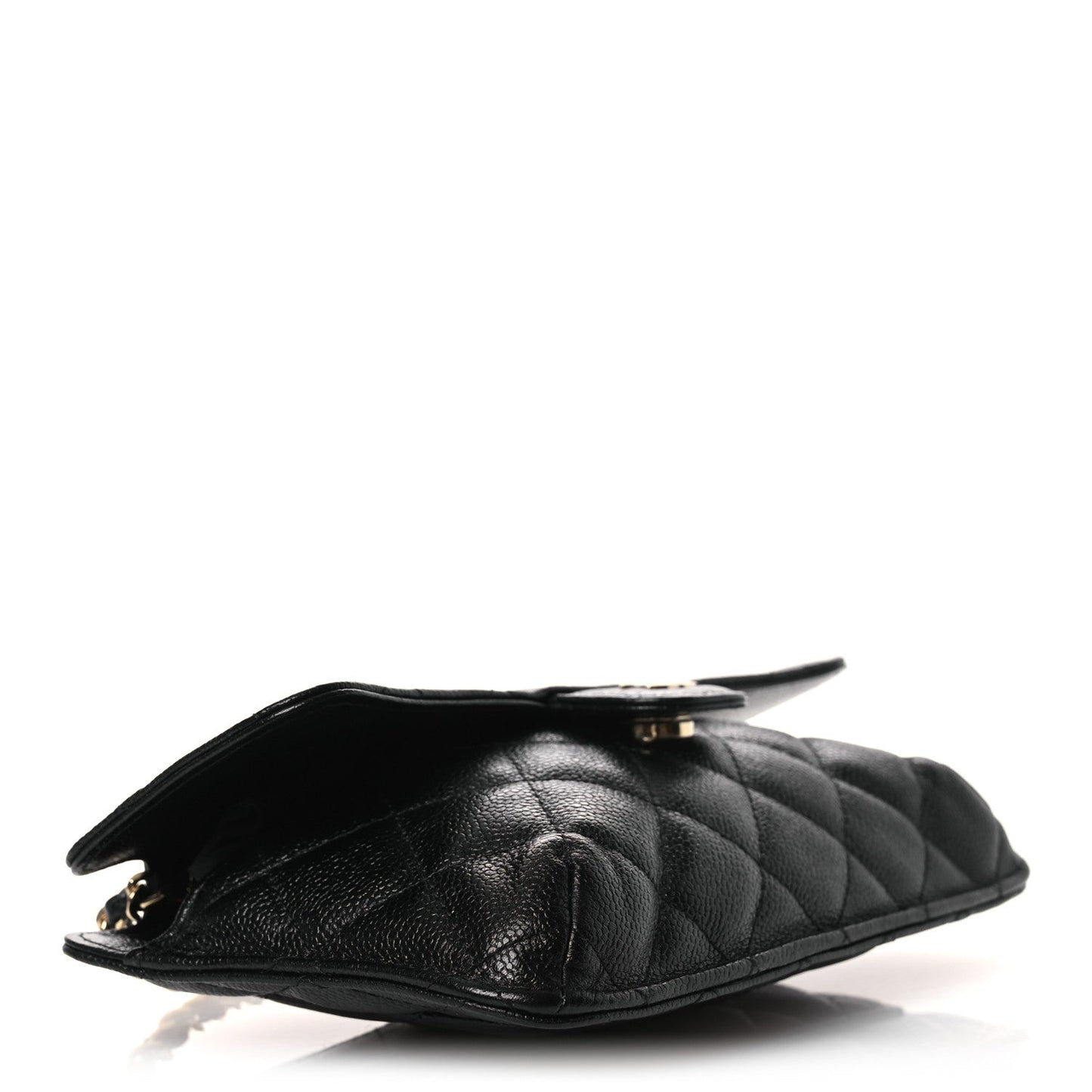 Caviar Fabric Foldable Tote Bag With Chain Black Multicolor