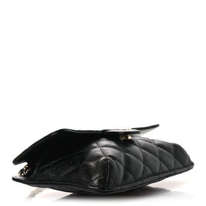 Caviar Fabric Foldable Tote Bag With Chain Black Multicolor
