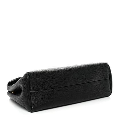 Vitello Daino Soft Flap Shoulder Bag Black