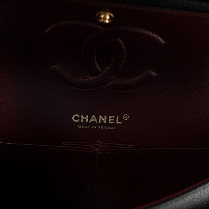 Caviar Quilted Medium Double Flap Black