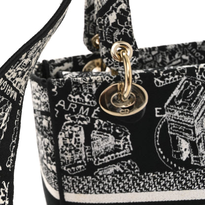 Canvas Embroidered Medium Plan de Paris Lady D-Lite Black White