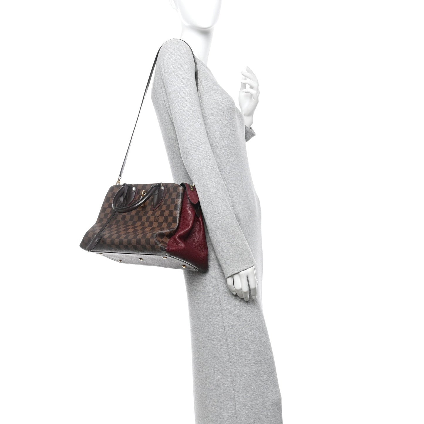 Cuir Taurillon Damier Ebene Normandy Bordeaux