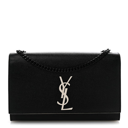 Grain De Poudre Medium Classic Monogram Kate Satchel Black White
