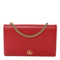 Dollar Calfskin Mini GG Marmont Chain Wallet Hibiscus Red