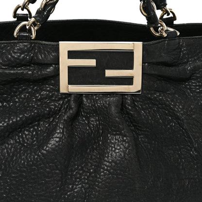 Crinkled Lambskin Mia Tote Black