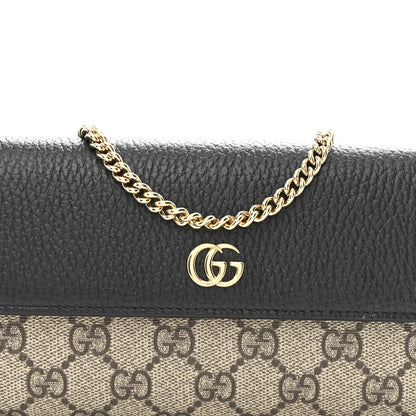 Dollar Calfskin GG Supreme Monogram Petite GG Marmont Wallet Chain Bag Black Beige Ebony