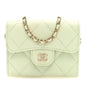 Caviar Quilted Flap Card Holder On Chain Light Green