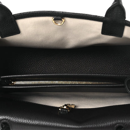 Grained Calfskin Stitched Urban Essentials Small Shopping Bag Black