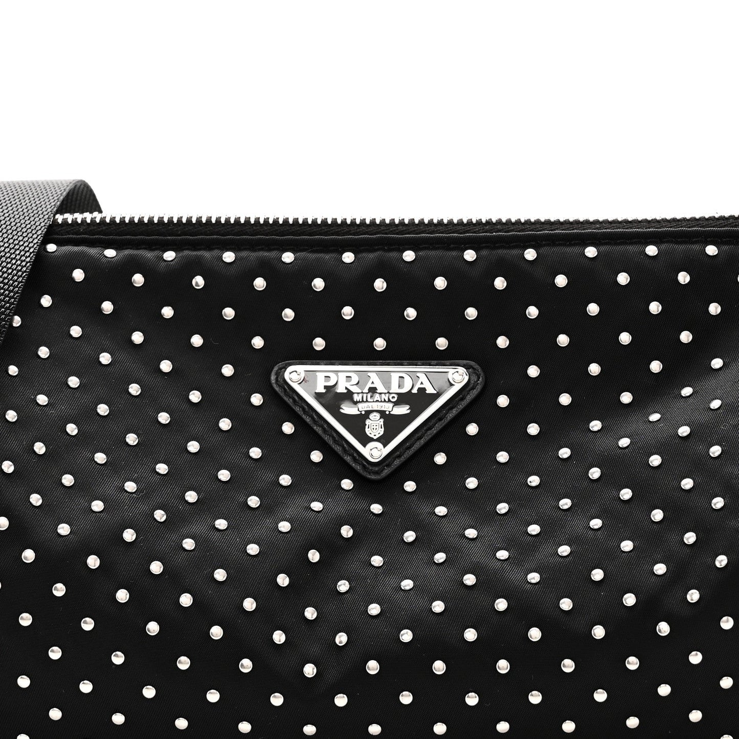Re-Nylon Studded Shoulder Bag Black