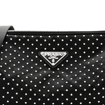 Re-Nylon Studded Shoulder Bag Black