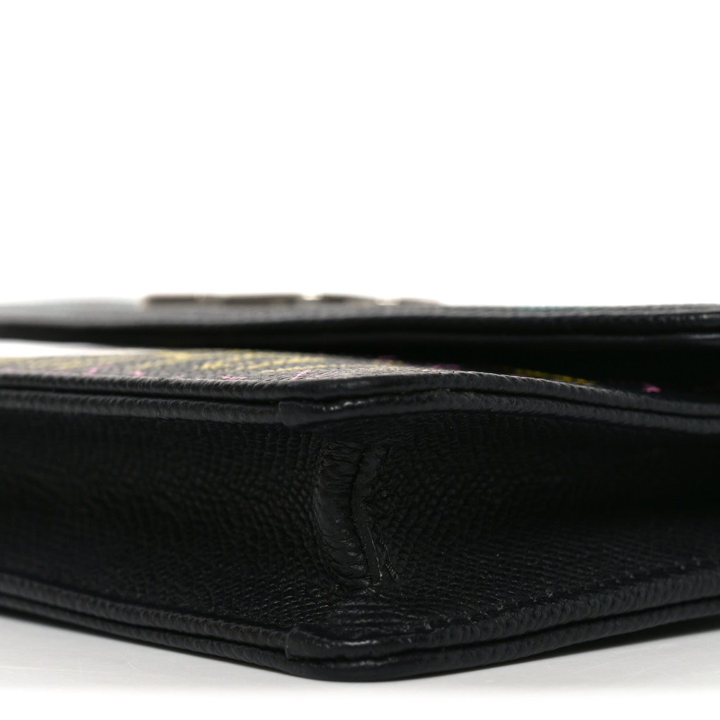 Grained Calfskin Graffiti BB Wallet On Chain Black