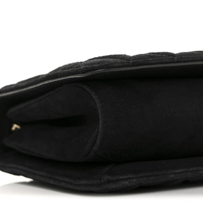 Suede Quilted Crystal Pearl CC Flap Black