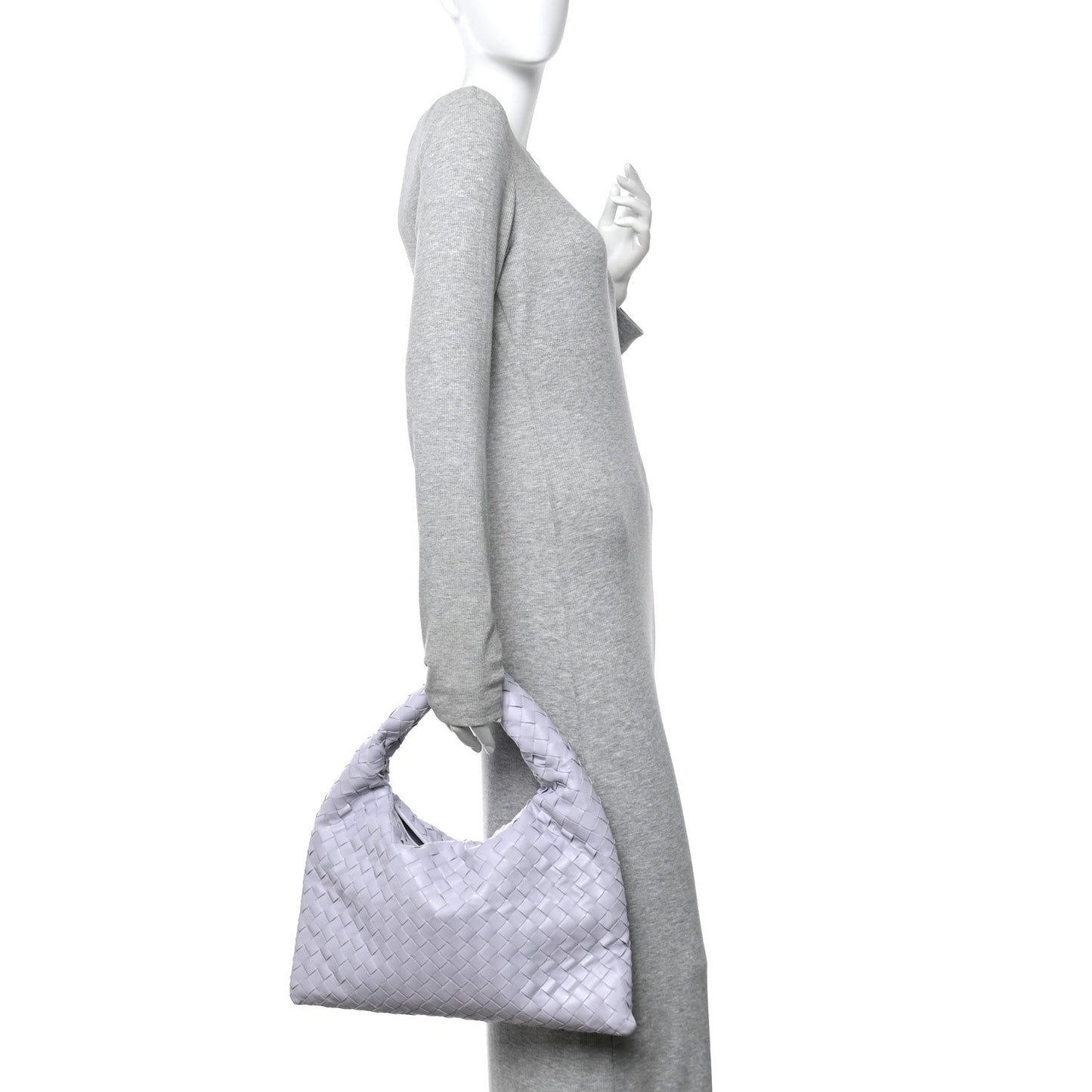 Calfskin Intrecciato Small Hop Oyster Lilac