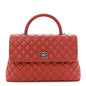 Caviar Quilted Medium Coco Handle Flap Dark Red