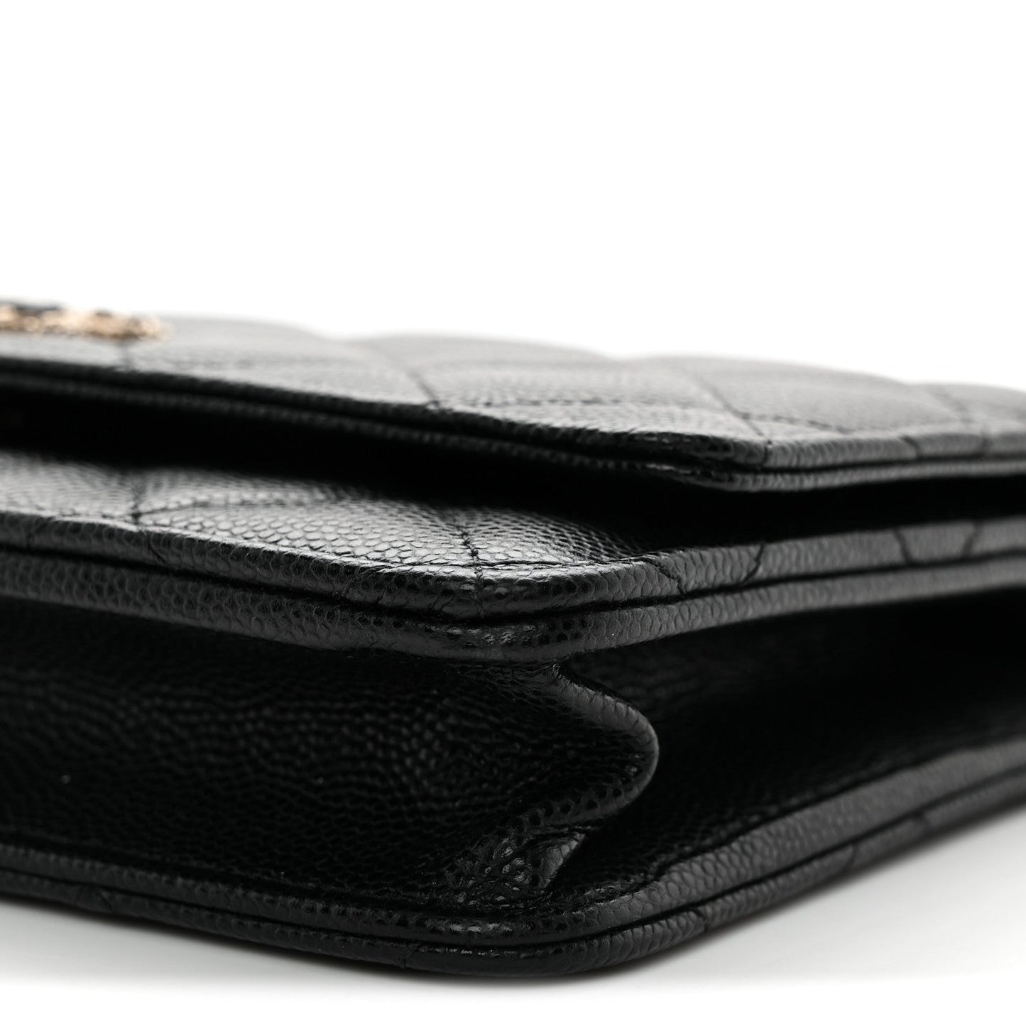 Caviar Quilted Crystal CC Wallet On Chain WOC Black
