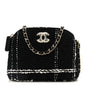 Tweed Quilted Mini Clutch With Chain Black White