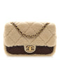 Shearling Lambskin Quilted Furry Coco Flap Beige Dark Brown