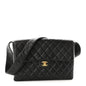 Lambskin Quilted Flap Shoulder Bag Black