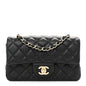 Lambskin Quilted Mini Rectangular Flap Black