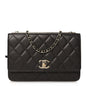 Lambskin Quilted Trendy CC Wallet On Chain WOC Dark Brown