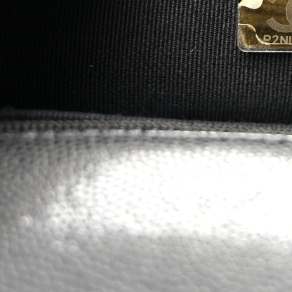 Shiny Caviar Quilted Mini Chain Messenger Flap Bag Black