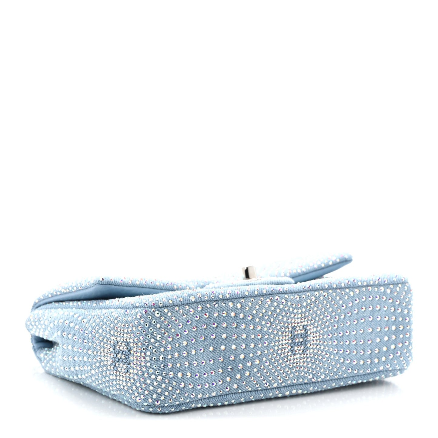 Denim Strass Evening Flap Bag Blue