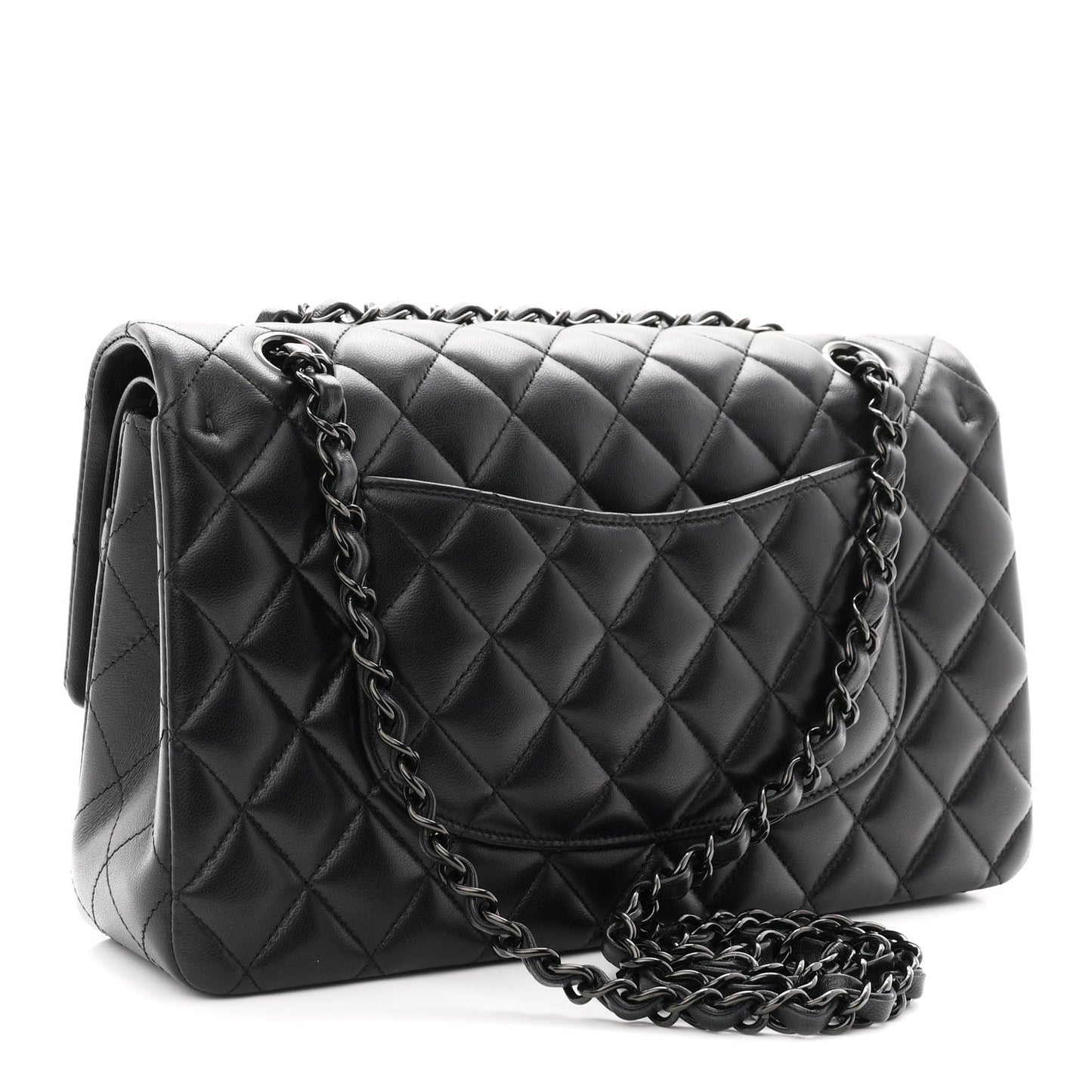 Lambskin Quilted Medium Double Flap So Black