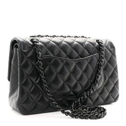 Lambskin Quilted Medium Double Flap So Black