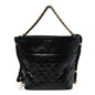 Crumpled Calfskin En Vogue Rope Hobo Bag Black