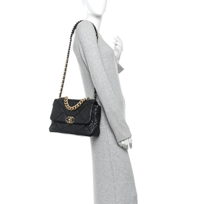 Goatskin Quilted Large Chanel 19 Flap Black