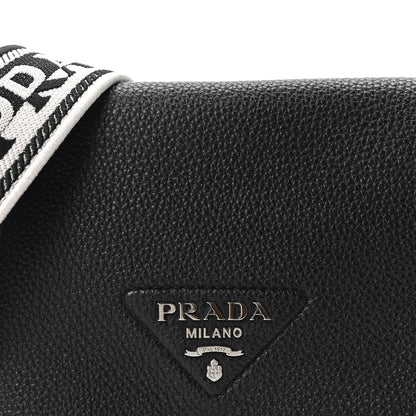 Vitello Daino Soft Flap Crossbody Black