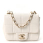Lambskin Resin Crystal Square Quilted Monacoco Mini Square Flap White