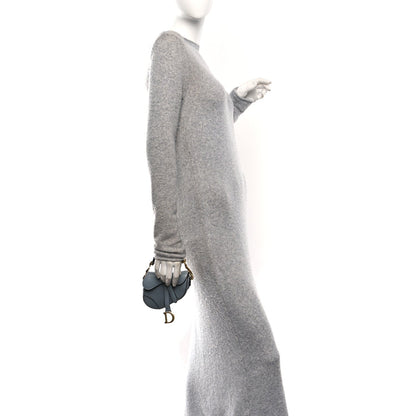 Grained Calfskin Mini Saddle Bag Sky Blue
