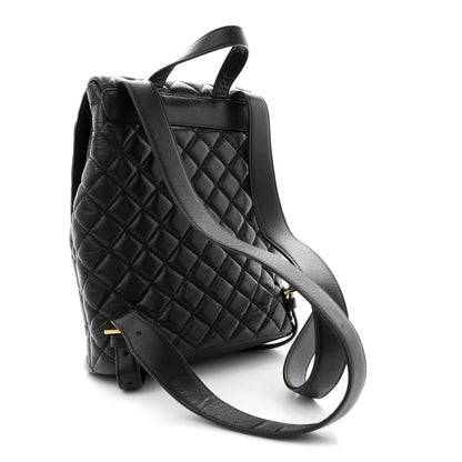 Calfskin Quilted Medusa Backpack Black