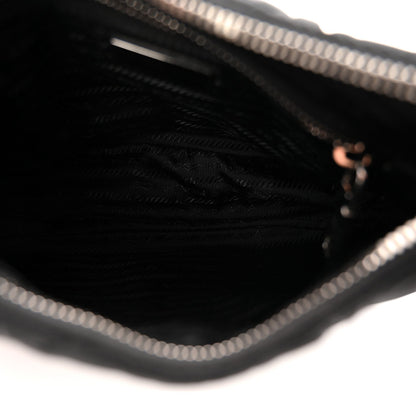 Re-Nylon Triangle Padded Patchwork Shoulder Bag Black