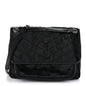 Crinkled Calfskin Matelasse Monogram Medium Niki Chain Satchel Black