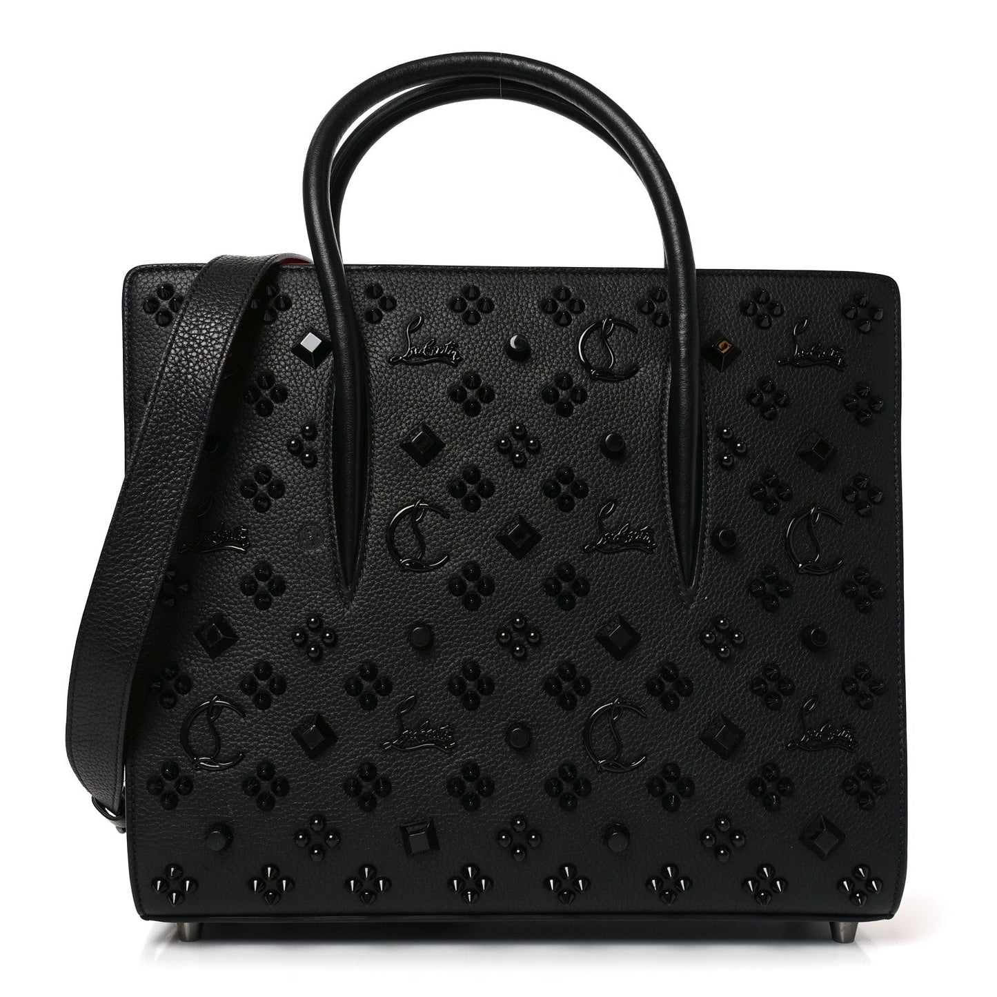 Calfskin Spikes Loubinthesky Medium Paloma Black