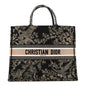 Canvas Embroidered Large Ornamental Cornely Book Tote Black Beige