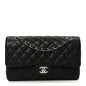 Caviar Quilted Medium Double Flap Black