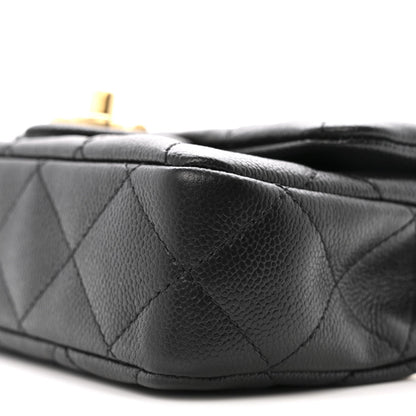 Caviar Quilted Mini Sweetheart Rectangular Flap Black