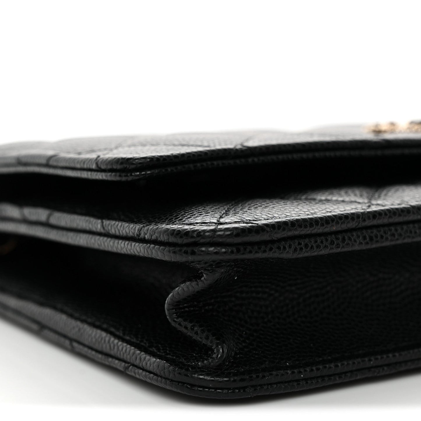 Caviar Quilted Crystal CC Wallet On Chain WOC Black